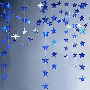 Decor365 Reflective Blue Star Garlands