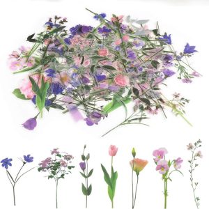 80 Pieces Natural Flower Stickers for Scrapbooking