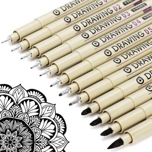 Muchcute Micro Fineliner Drawing Art Pens: 12 Black Fine