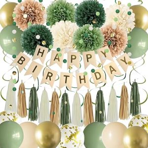 Green Birthday Party Decorations for Women Girls